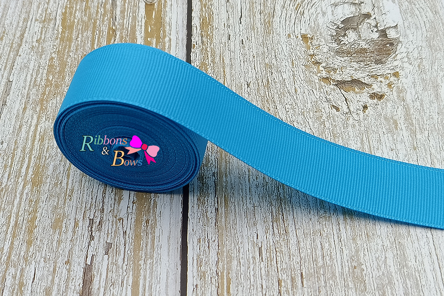 ริบบิ้นผ้าลูกฟูก สีฟ้า (340 turquoise)#PC16