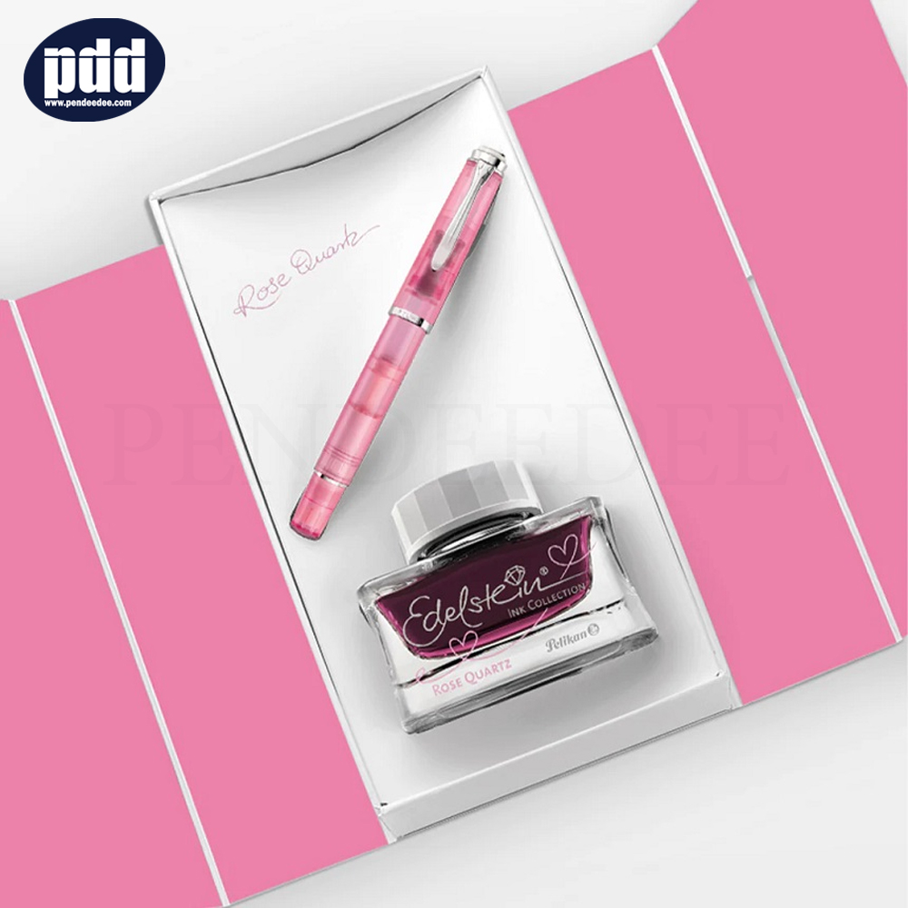 PELIKAN ปากกาหมึกซึม พีลีแกน เอ็ม205 PELIKAN M205 BOX SET Rose Quartz + INK EF Nib Fountain Pen