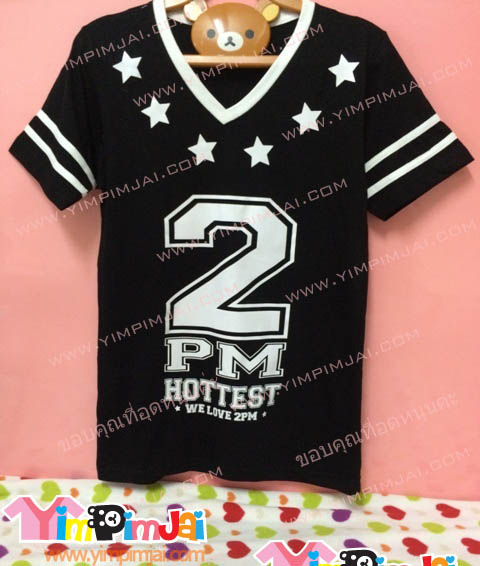 เสื้อยืด สีดำ แขนสั้น สกรีนตามสั่ง 2PM HOTTEST