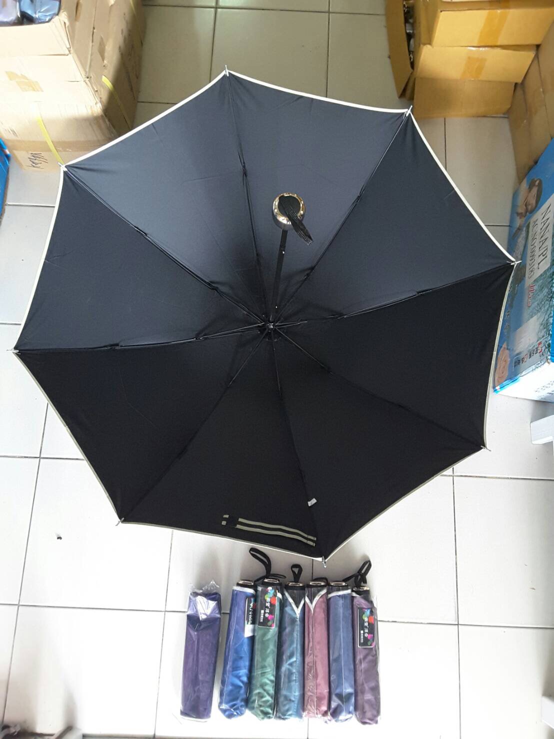 ร่มพับ3ตอนสีพื้นยูวีนอก