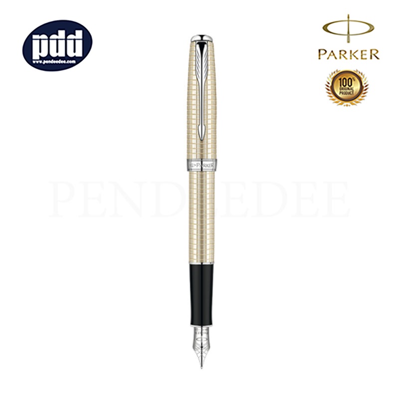 PARKER Sonnet 10 Sterling Silver Chrome Trim 18K Fountain Pen ปากกาหมึกซึม ป๊าคเกอร์ ซอนเนต 10 ซิลเวอร์ คลิปเงิน 18 เค