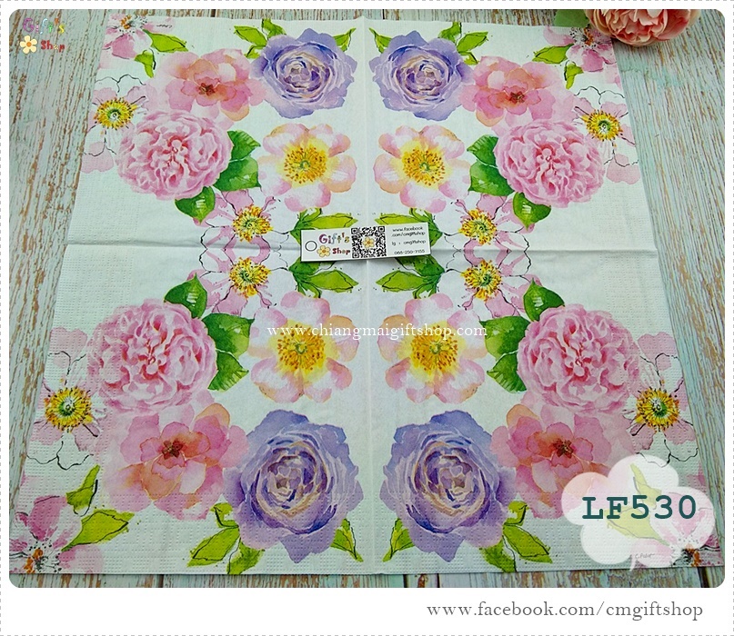 กระดาษแนปกิ้นยุโรป , ลายดอกกุหลาบ, Flower Blush, ลายดอกไม้สีหวาน, ภาพวาดสีน้ำ, ลายดอกไม้สีม่วง, ลายดอกไม้่สีชมพู, พื้นหลังสีขาว