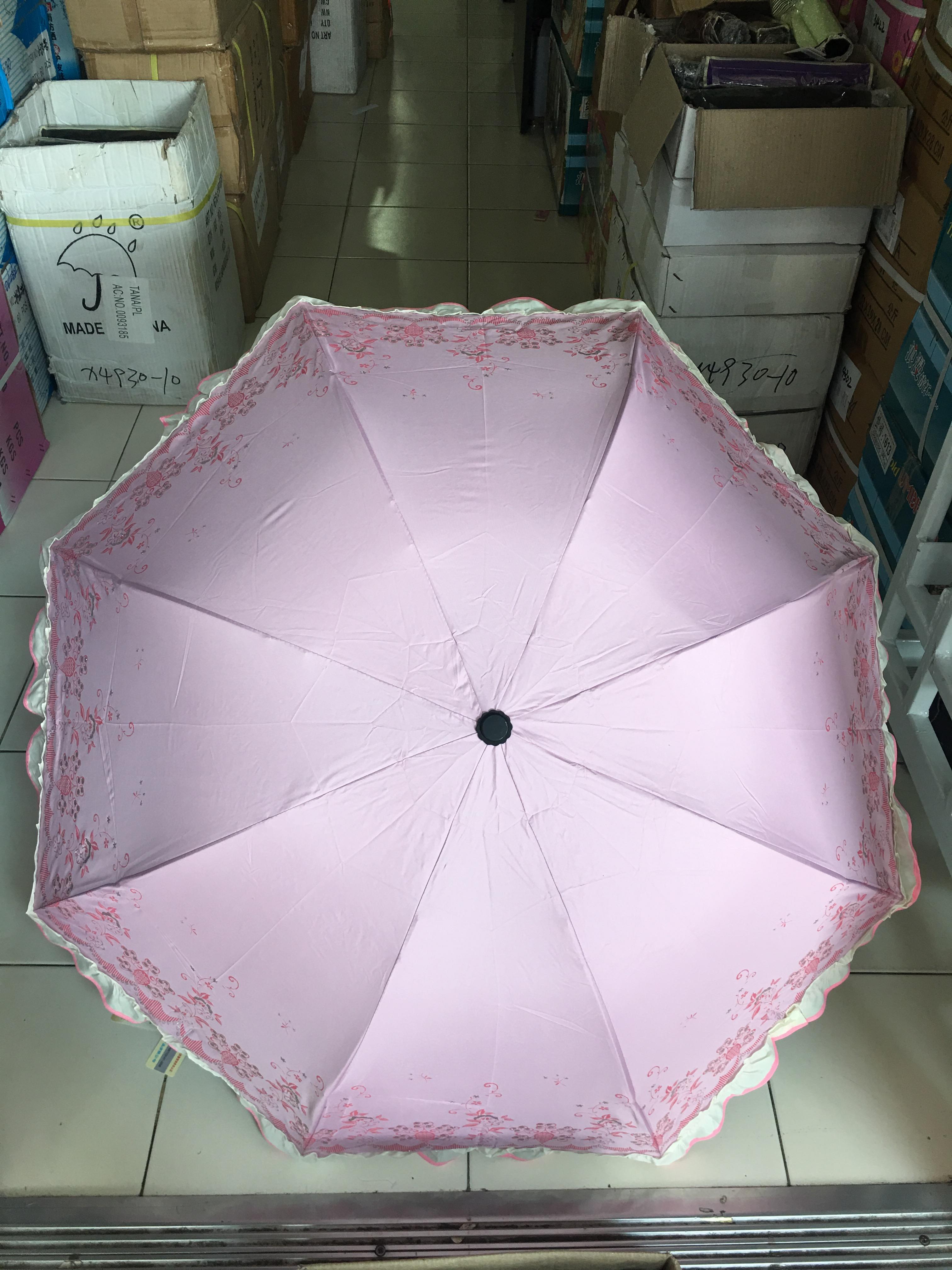 ร่มโค้งแฟชั่นมีระบาย ยูวี สีเงิน รหัส HJ A 387