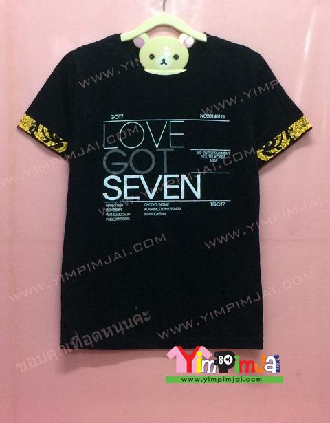 เสื้อยืด สีดำ แขนสั้น สกรีนตามสั่ง LOVE GOT SEVEN