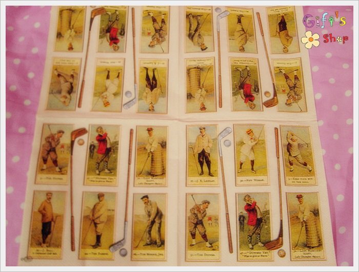 กระดาษแนปกิ้น ลายการ์ดคนโบราณตีกอล์ฟ