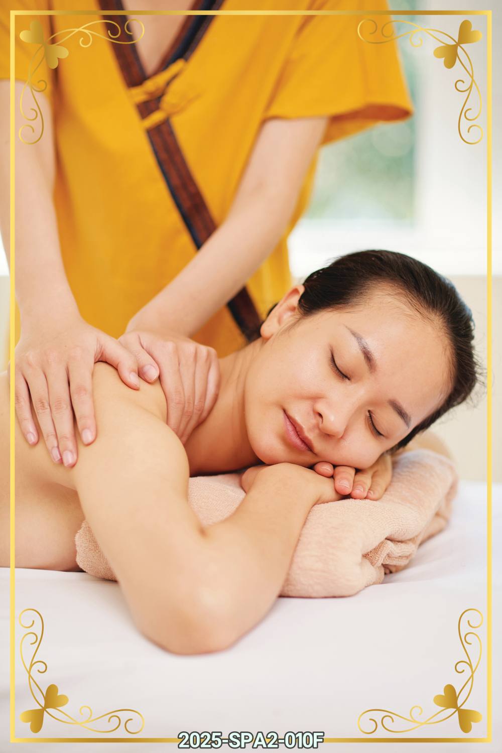 สติ๊กเกอร์ภาพคนนวด พร้อมลายกรอบในตัว (ภาพแนวตั้ง) ST-2025-SPA2F(80x120cm)