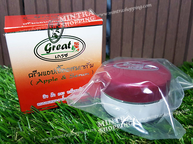 ครีมแอปเปิ้ลเกรซ ตลับฝาสีแดง Great Apple&Serum Cream แอปเปิ้ลผสมเซรั่มคอลลเจน ของแท้ 100% ขายถูก ราคาส่ง