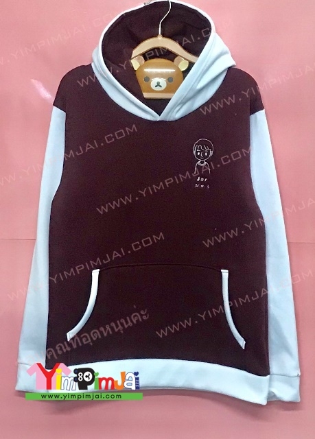 เสื้อฮู้ดเสื้อรุ่นกลุ่ม crazy bear ปักหน้าการ์ตูนและชื่อแต่ละคน