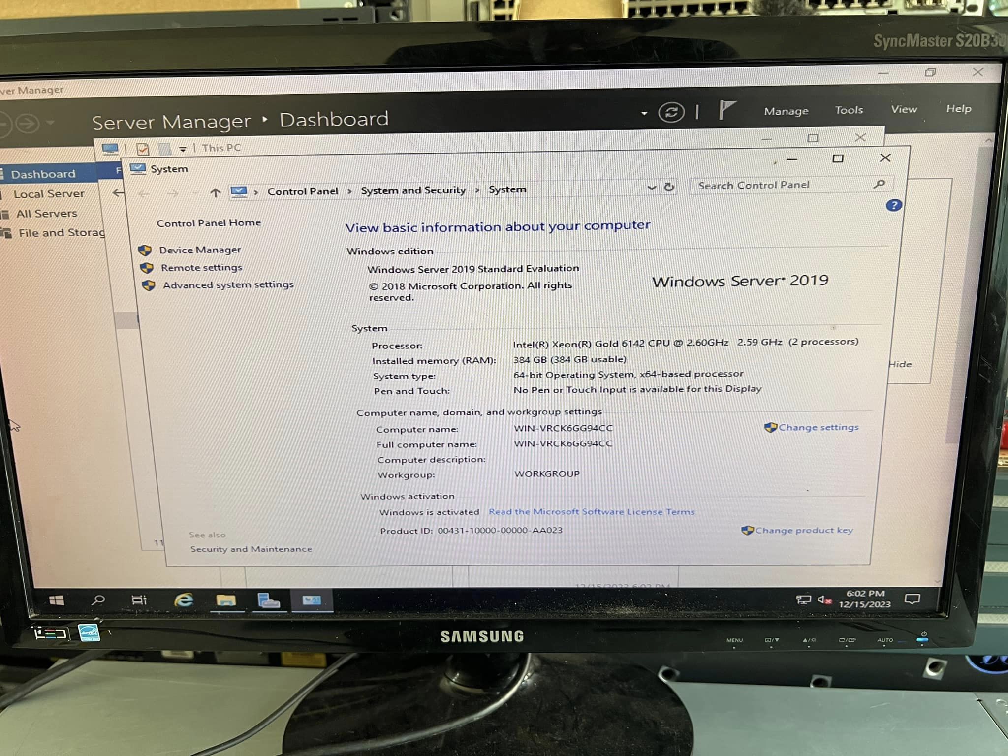 HPE ProLiant DL380 Gen10 2cpu 384gb 32Cores เซิร์ฟเวอร์มือสองพร้อมใช้งาน