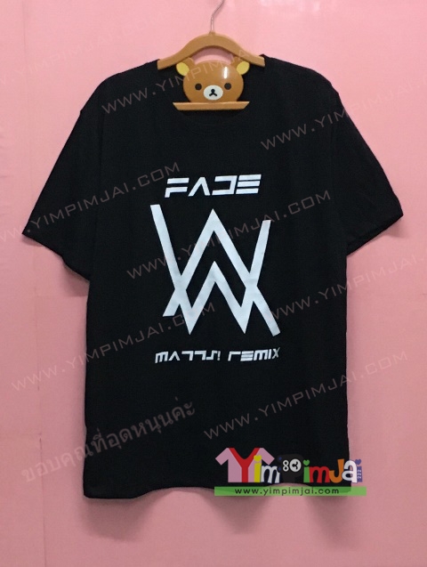 เสื้อยืด สีดำ แขนสั้น สกรีนตามสั่ง FACE W ^ REMIX