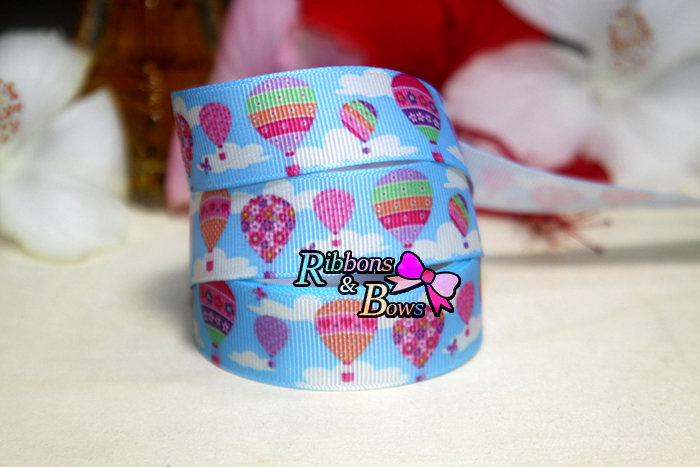 ริบบิ้นผ้าพิมพ์ลายบอลลูนหลากสี 22 mm #BB13