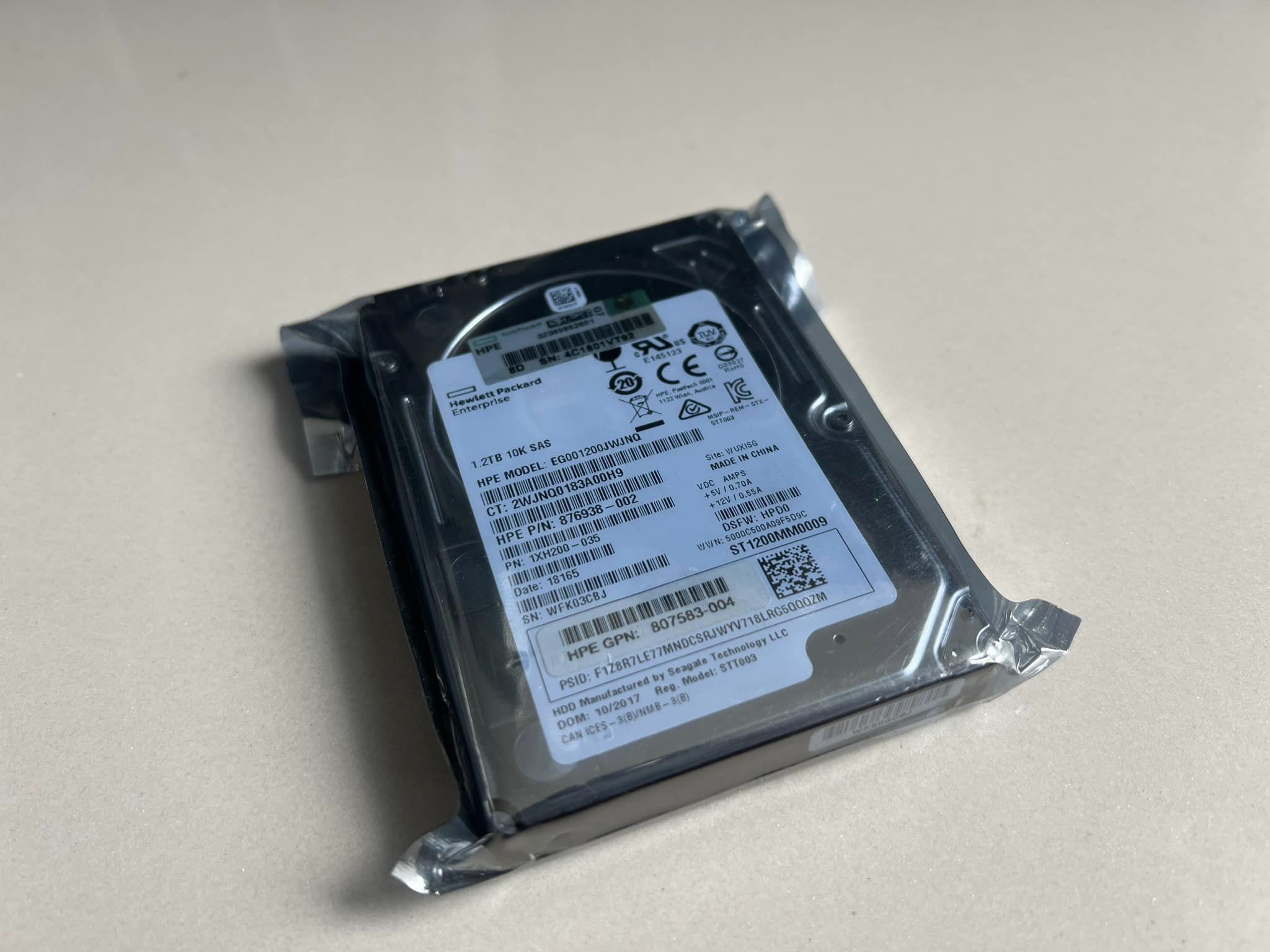 hdd sas hpe 1.2tb 10k 12Gbps 2.5" ฮาร์ดดิสมือสองพร้อมใช้งาน