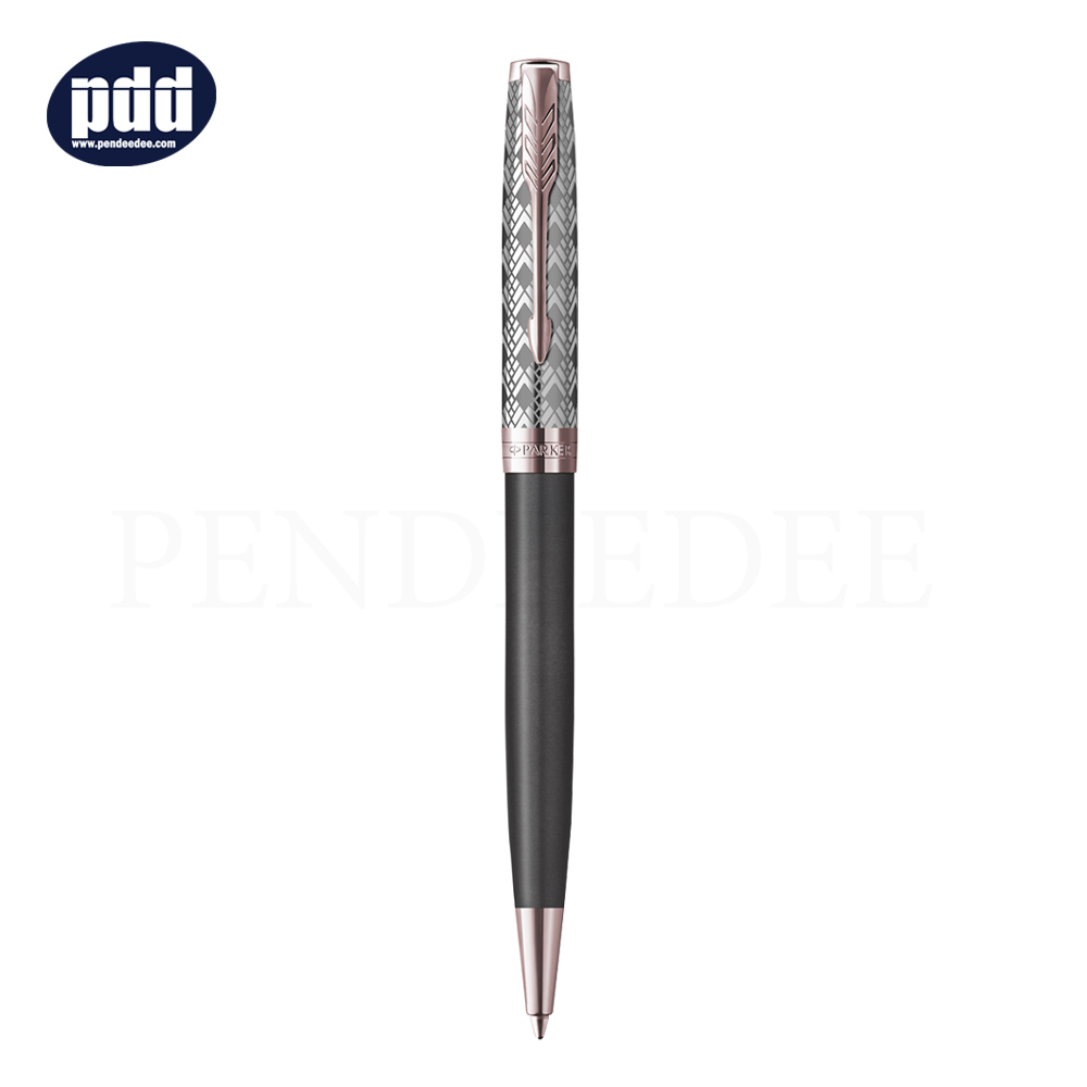 PARKER Sonnet Premium Metal Grey PGT Ballpoint Pen ปากกาลูกลื่น ป๊ากเกอร์ ซอนเนต พรีเมี่ยม สีเมทัล เทา คลิปพิ้งโกลด์