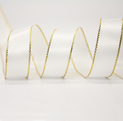 ริบบิ้นซาติน 2 หน้าขอบทอง ขนาด 38 มม. WB1 (000)