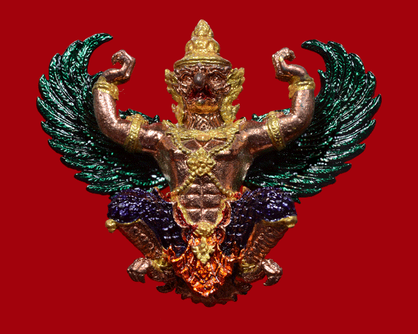พญาครุฑ กิตติคุโณ 90 เนื้อทองแดงลงยาราชาวดีปีกสีเขียว