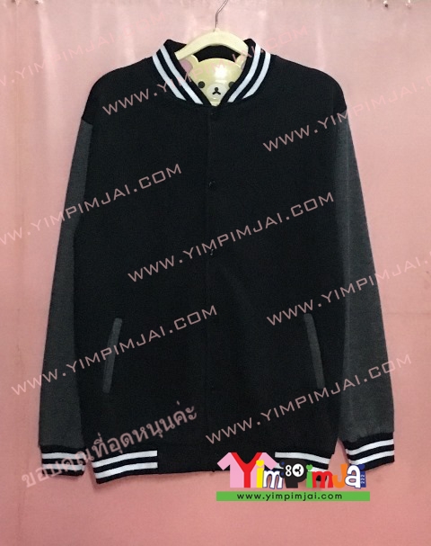 เสื้อกันหนาว สีดำ แขนยาว มีกระเป๋า สรีนตามสั่ง เสื้อเปล่า