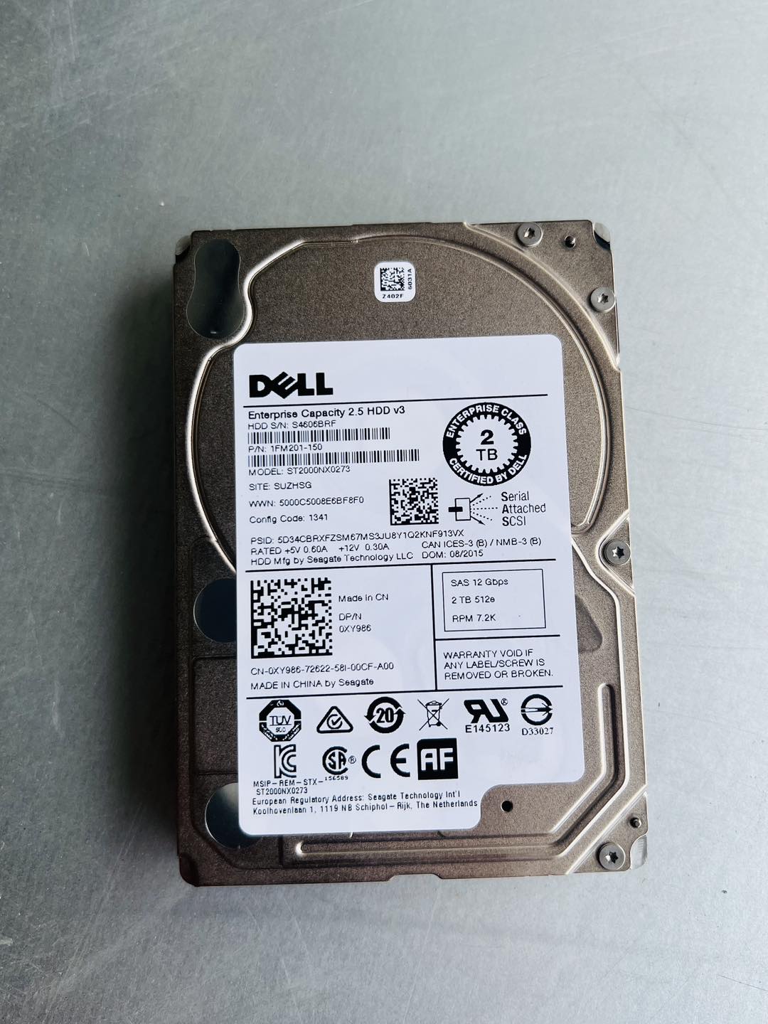 hdd sas 2tb 12Gbps 2.5" ฮาร์ดดิสเซิร์ฟเวอร์เดลมือสองพร้อมใช้งาน