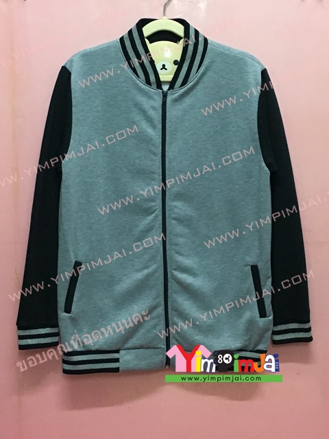 เสื้อกันหนาว เบสบอล สีเทา แขนยาวดำ ลายตามสั่ง เสื้อห้อง เสื้อรุ่น เสื้อเปล่า