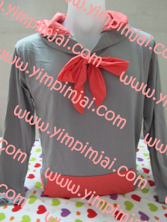 เสื้อ hood ตกแต่งด้วยโบว์สี เพิ่มความน่ารัก