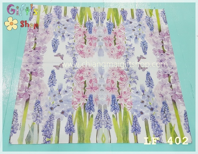 กระดาษแนปกิ้น ลาย Hyazinth Garden สวนดอกไฮยาซินธ์ สีม่วง สีชมพู