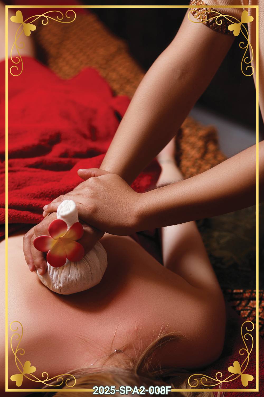 สติ๊กเกอร์ภาพคนนวด พร้อมลายกรอบในตัว (ภาพแนวตั้ง) ST-2025-SPA2F(80x120cm)