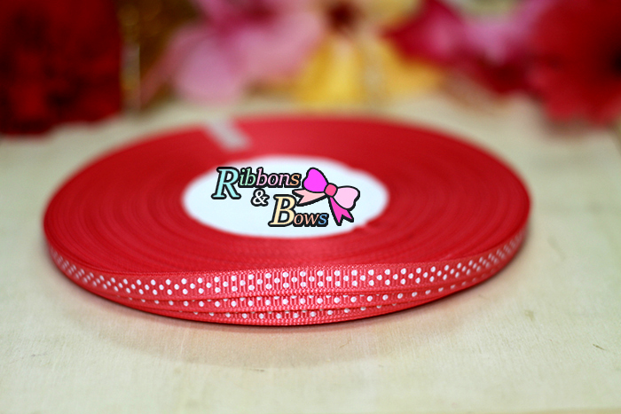 ริบบิ้นผ้าพิมพ์ลายจุด กว้าง 6 mm #PD125
