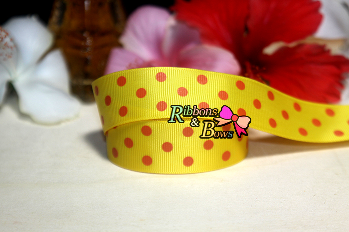 ริบบิ้นผ้าพิมพ์ลายจุด กว้าง 25 mm #PD052