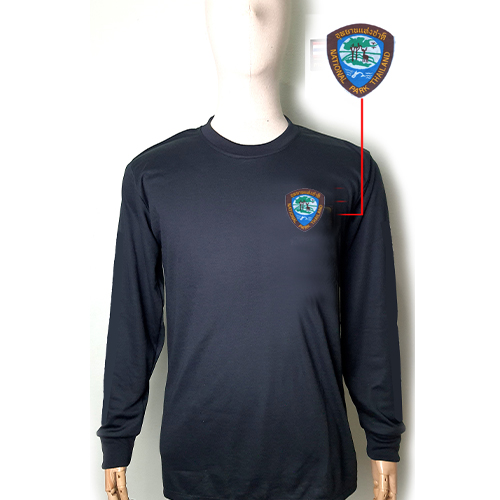 เสื้อยืดดำแขนยาว ตราส่วนอุทยาน ฟองน้ำไหล่ศอก (สินค้าพรีออเดอร์)