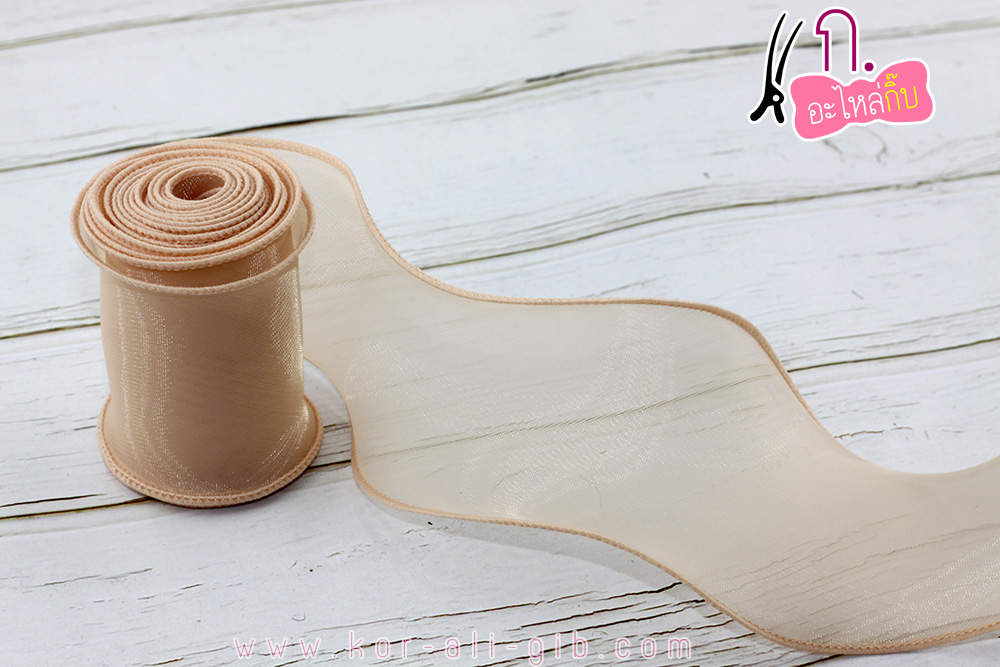 ริบบิ้นผ้าเย็บขอบ ผ้า organdy ขนาด 7 ซม. (ขายเป็นหลา)