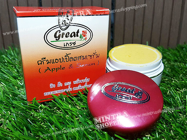 ครีมแอปเปิ้ลเกรซ ตลับฝาสีแดง Great Apple&Serum Cream แอปเปิ้ลผสมเซรั่มคอลลเจน ของแท้ 100% ขายถูก ราคาส่ง