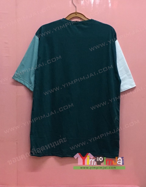 เสื้อยืด สีเขียวตอง แขนสั้นขาวข้างเขียวข้าง สกรีนตามสั่ง เสื้อเปล่า