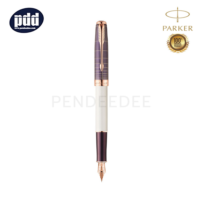 ปากกาสลักชื่อ PARKER ปากกาหมึกซึม ป๊าคเกอร์ ซอนเนต ซิสเล่ย์ เพิร์ล โรสโกลด์ 18K - PARKER Sonnet Executive Cisele Purple Pearl 18k Rose Gold Trim Fountain Pen