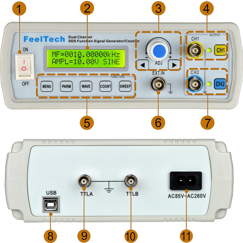 Feeltech FY3200S Digital signal generator Dual-channel DDS