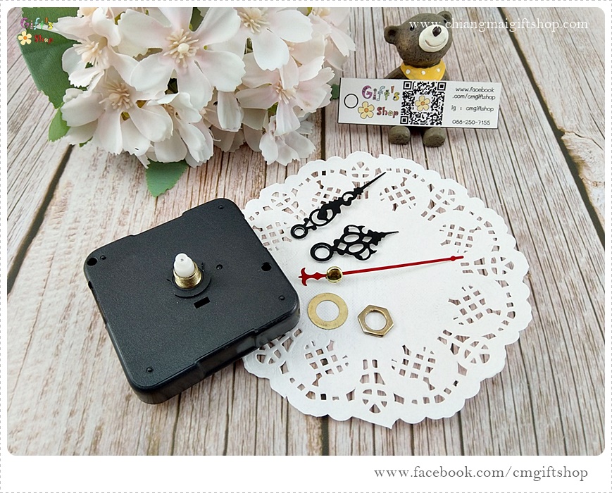 ชุดเครื่องนาฬิกา QUARTZ สำหรับงาน DIY พร้อมเข็มนาฬิกา แบบที่ 3 (โรมัน สั้น 6 รู ปลายหยัก)