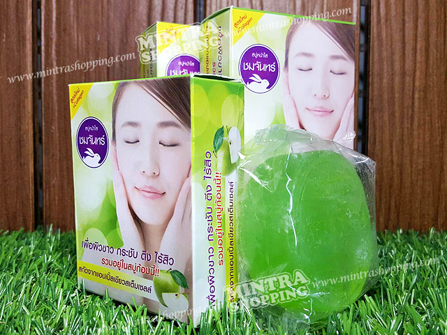 สบู่หน้าใสชมจันทร์ สกัดจากแอปเปิ้ลเขียวเพิ่มคอลลาเจน ฟื้นฟูเซลล์ผิว ลดสิว ริ้วรอย ผิวหมองคล้ำ