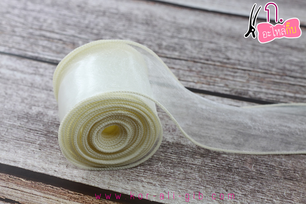 ริบบิ้นผ้าเย็บขอบ ผ้า ไหมแก้ว ขนาด 10ซม. (ขายเป็นหลา)