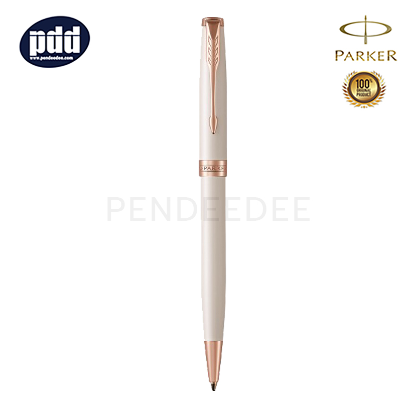 PARKER Sonnet Pearl PGT Ballpoint Pen ปากกาลูกลื่น ป๊ากเกอร์ ซอนเนต สีขาวเพิร์ล คลิปพิงค์โกลด์