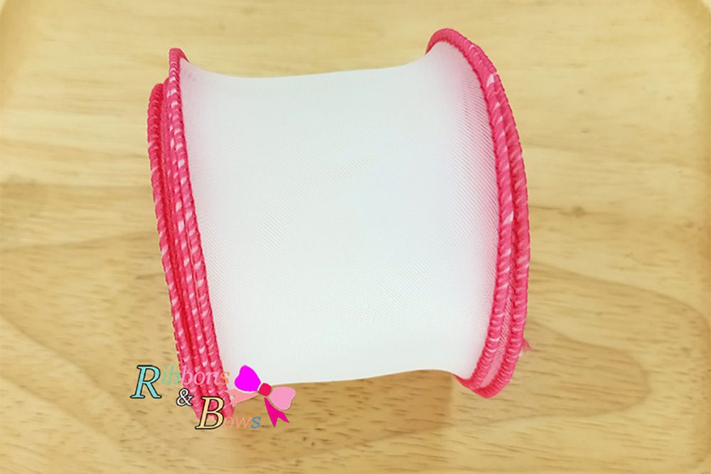 ริบบิ้นออแกนดี้ ขอบสีหวาน ขอบเอ็น ขนาด 5.5 ซม. สไตล์เกาหลี