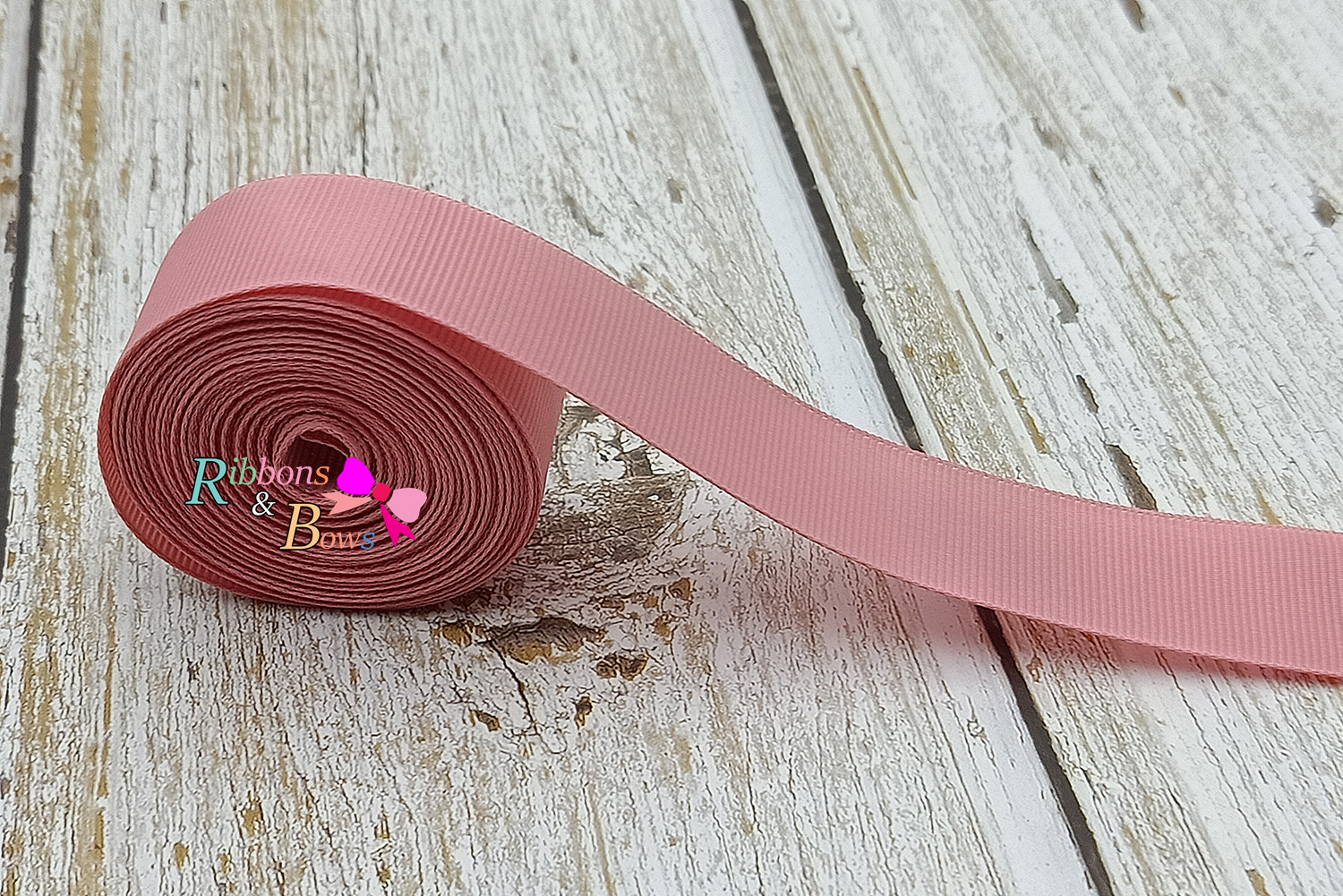 ริบบิ้นผ้าลูกฟูก สีชมพู ( 151 peony ) PC7