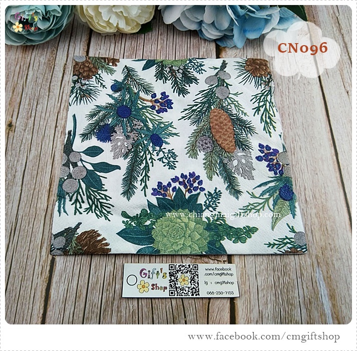 กระดาษแนปกิ้น, ลายลูกสน, ลายใบไม้หลายแบบ, ลายคริสต์มาส, พื้นหลังสีขาว, ลายเทศกาลคริสต์มาส