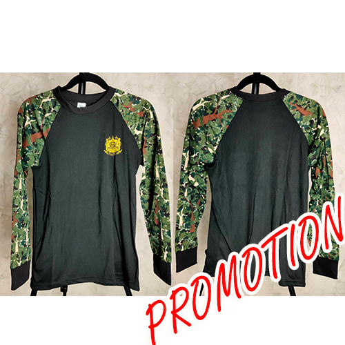 PROMOTIONเสื้อยืดดำ แขนยาวลายป่าไม้ (แขนผ้ากีฬา)..