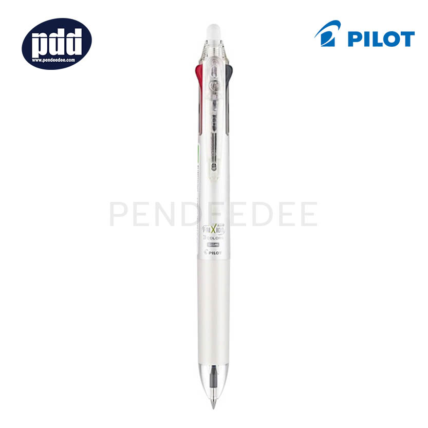 PILOT ปากกาหมึกลบได้แบบกด 3 ระบบ ไพลอต PILOT Frixion Ball Tricolor 3 colors 0.5 mm. White Erasable Slim Pen