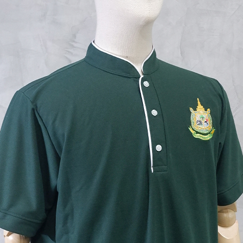 เสื้อโปโล สีเขียวหัวเป็ด-คอจีน /(ตรากระทรวงฯ)