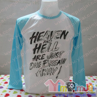 เสื้อยืดแขนยาวสโลปสีฟ้า