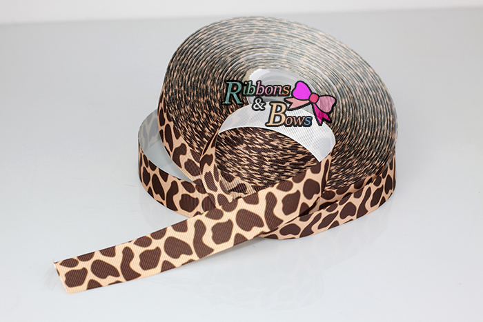 ริบบิ้นผ้าพิมพ์ลาย เสือ กว้าง 22 mm #AN24