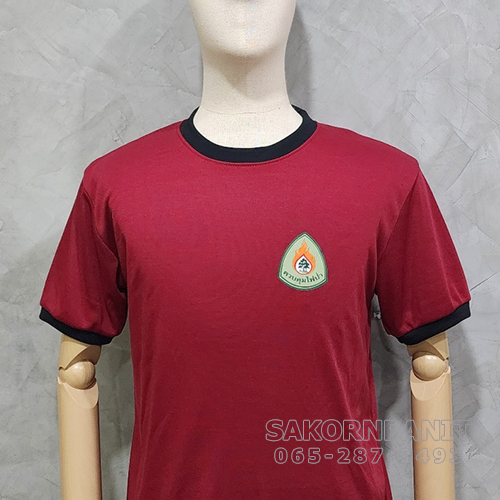 เสื้อยืดแดง-แขนสั้น ตราควบคุมไฟป่า (พิมพ์ตรา)