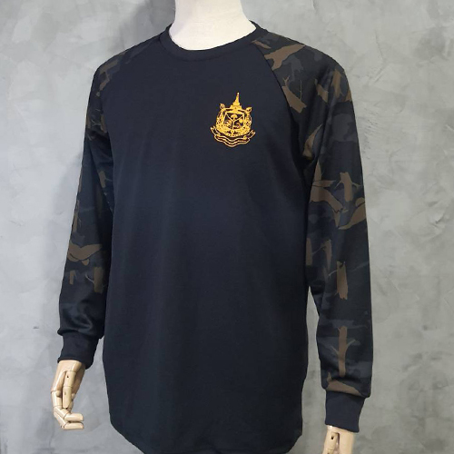 เสื้อยืดดำ แขนยาว-ลายพรางดำ /อุทยาน (ผ้ากีฬา)*