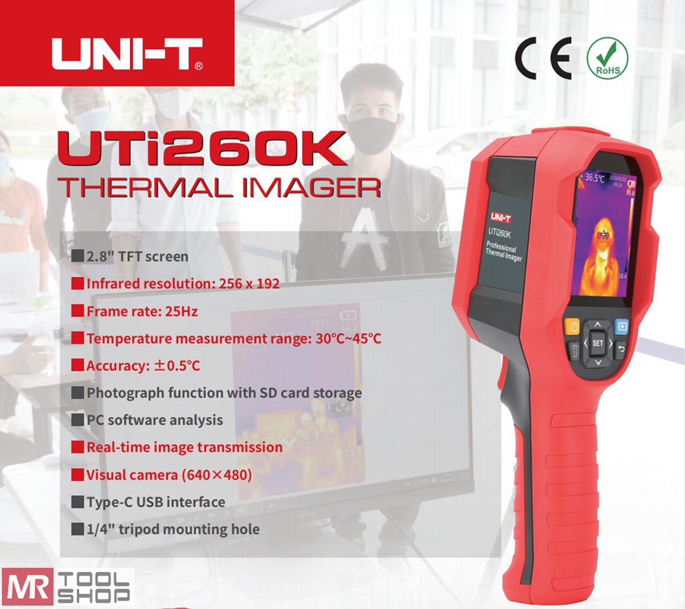 UNI-T UTi260K กล้องตรวจจับอุณหภูมิของบุคคล กล้องถ่ายภาพความร้อนสำหรับวัดไข้
