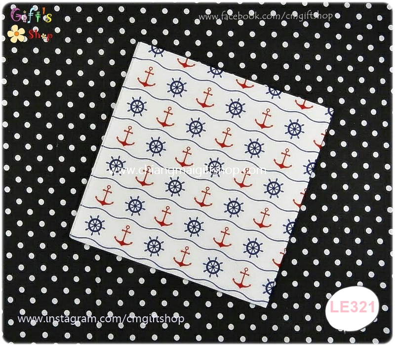 กระดาษแนปกิ้นยุโรป, ลายพังงา, ลายสมอเรือ, ลายโทนสีน้ำเงินขาว, ลายสมอเรือสีแดง, พื้นหลังสีขาว, ลายเกี่ยวกับทหรารเรือ, Anchor & Steering wheels