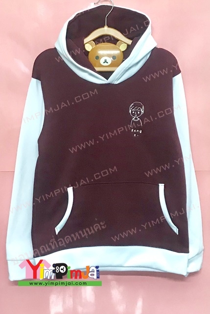 เสื้อฮู้ดเสื้อรุ่นกลุ่ม crazy bear ปักหน้าการ์ตูนและชื่อแต่ละคน